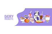 Dairy products set + backgrounds, a Food Illustration by PaperTrident (Thumbnail 2 of 3)