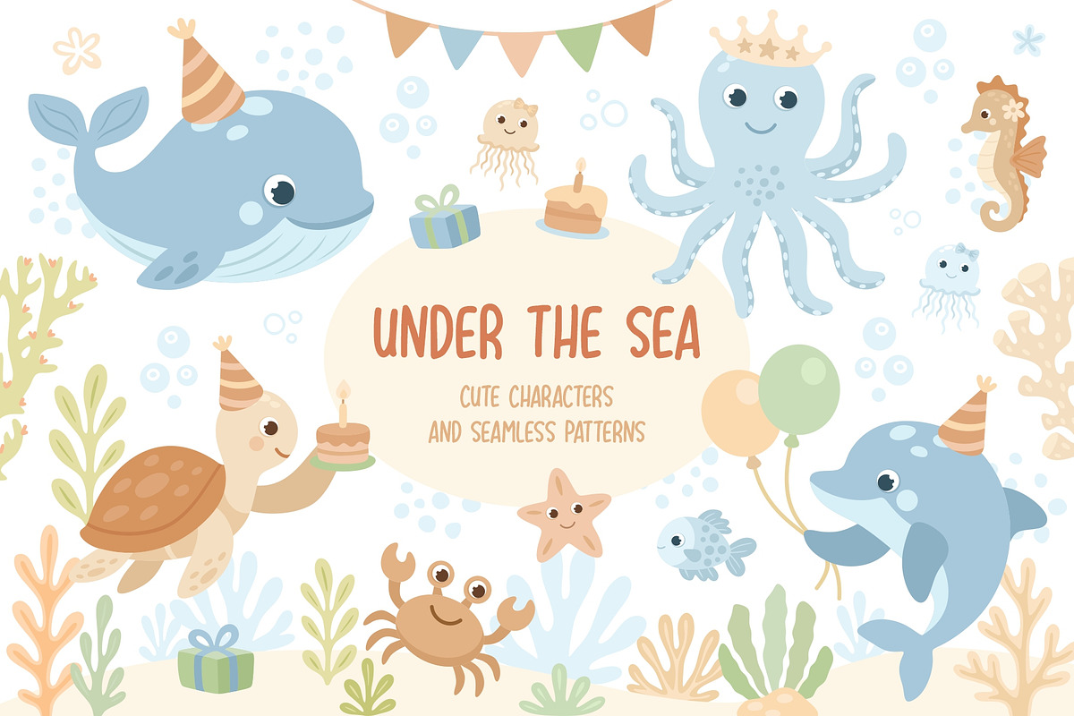 Under the sea. Marine animals., an Animal Illustration by LartGraphics (Photo 1 of 10)