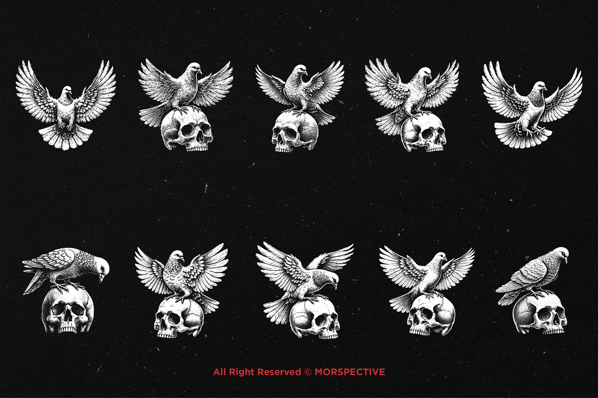 10 Bundle Dark Art Dove Standing, an Illustration by Morspective (Photo 6 of 7)