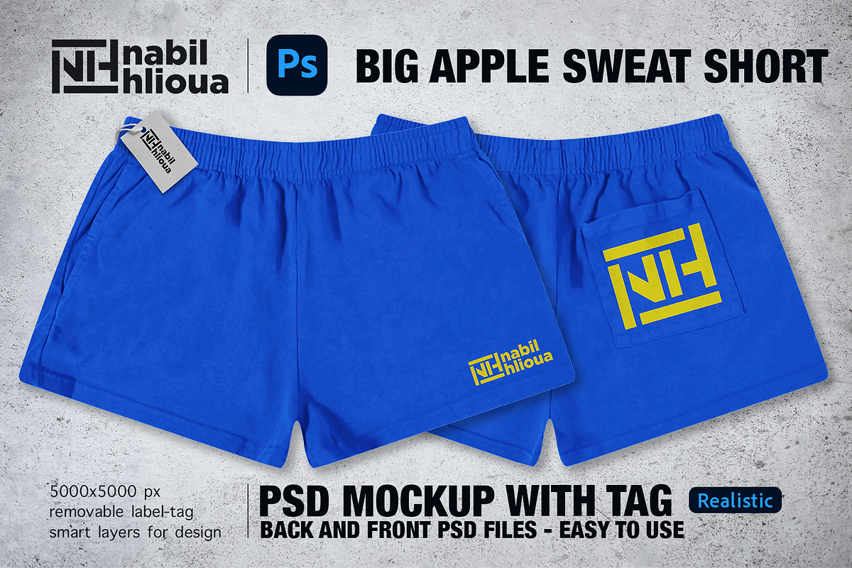 BIG APPLE SWEAT shortpant PSD Mockup, a Bottom Mockup by NH graphic (Photo 1 of 4)