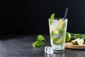 Classic Mojito Cocktail with Lime and Mint. Classic Mojito Cocktail with Lime a, a Food & Drink Photo by etorres69