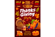 Thanksgiving party flyer, dinner, a Seasonal Illustration by Vector Tradition (Thumbnail 1 of 3)