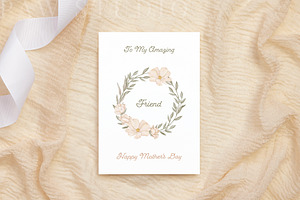 Mother's Day Card Floral Wreath