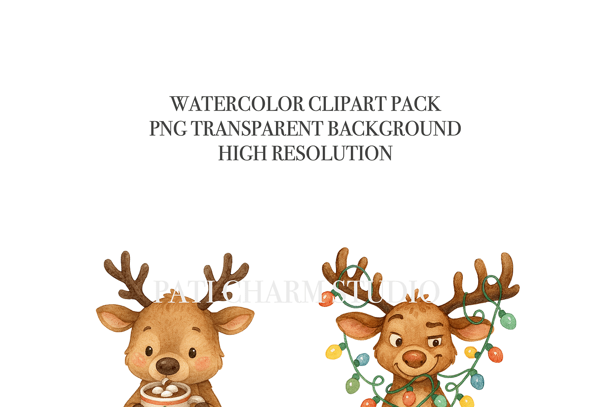 26 Reindeer Clipart, an Animal Illustration by Pati Charm Studio (Photo 5 of 8)