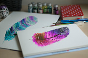 Watercolor Feathers, a Decorative Illustration by RosaPompelmo (Thumbnail 4 of 4)