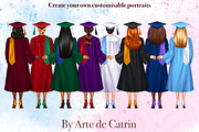 University Graduates Girls Clipart, a Person Illustration by ArtedeCatrin (Thumbnail 6 of 11)