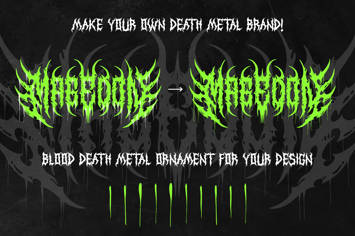 Magedon Death Metal Font, a Blackletter Font by Ronny Studio (Photo 8 of 12)