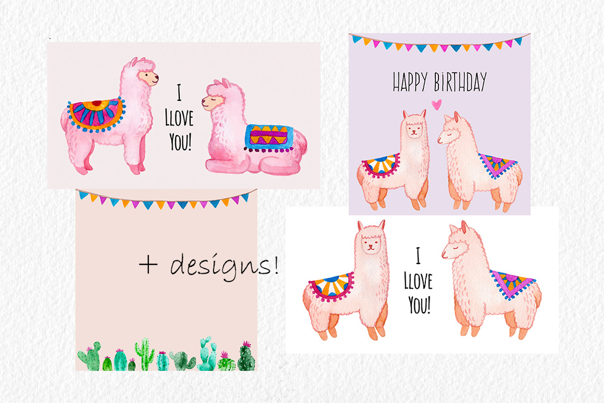 Alpaca Animal. Watercolor Cactus, an Object Graphic by Slastick (Photo 5 of 6)