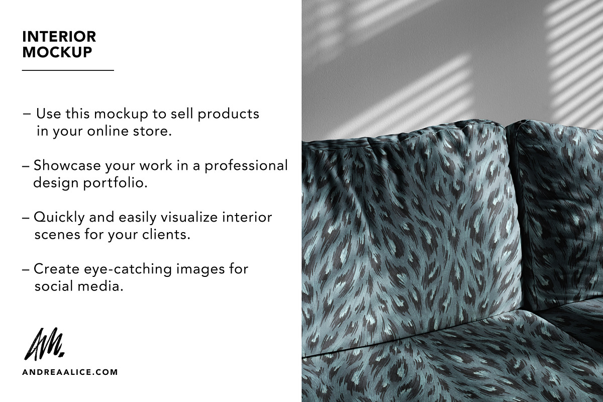 Upholstered Couch Interior Mockup, a Household Mockup by Andrea Muller (Photo 4 of 7)