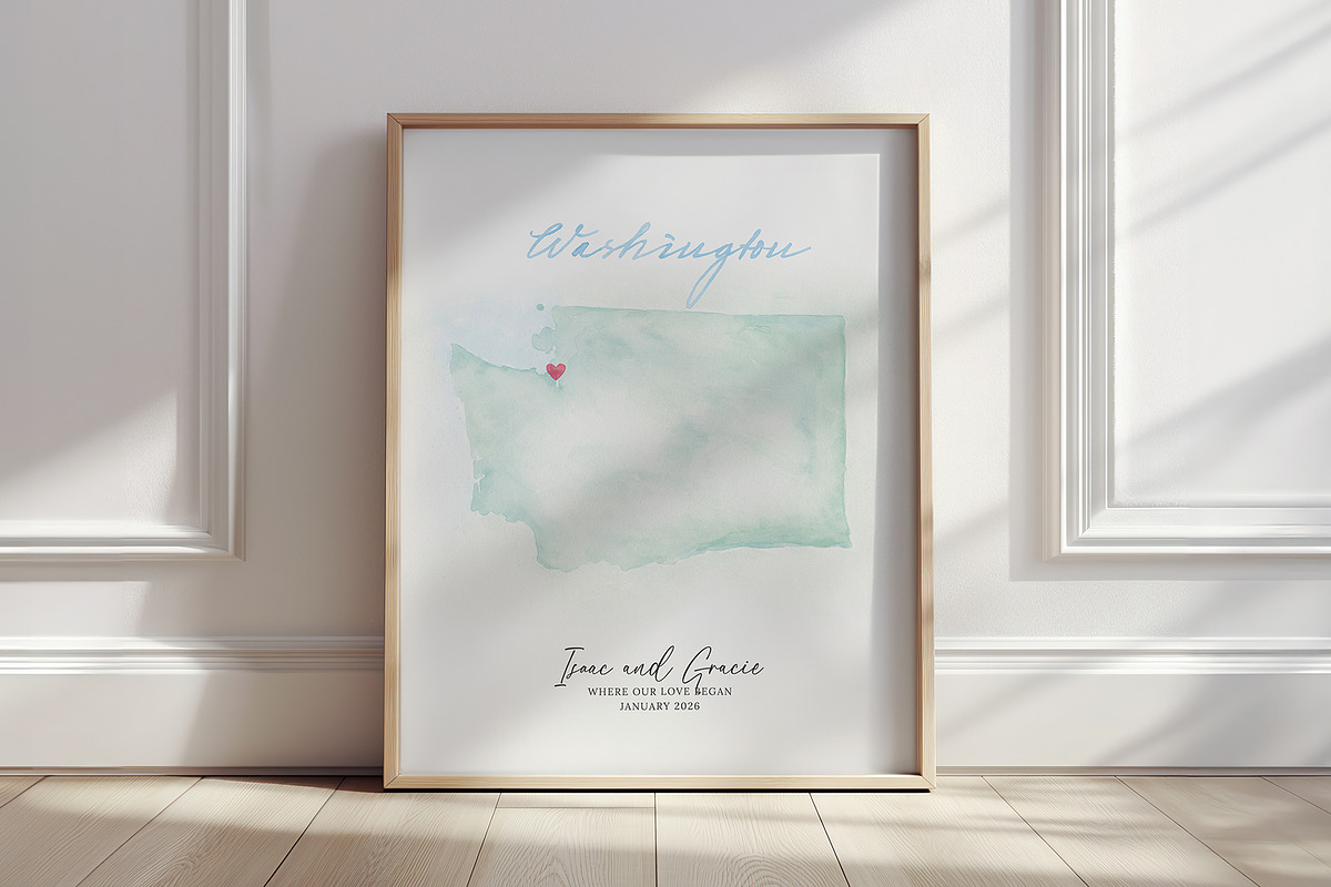 Watercolor Map of Washington, a Graphic by Beloved Paper (Photo 2 of 6)