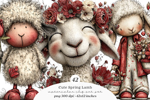 Cute spring lamb clipart, an Illustration by SinaCreation