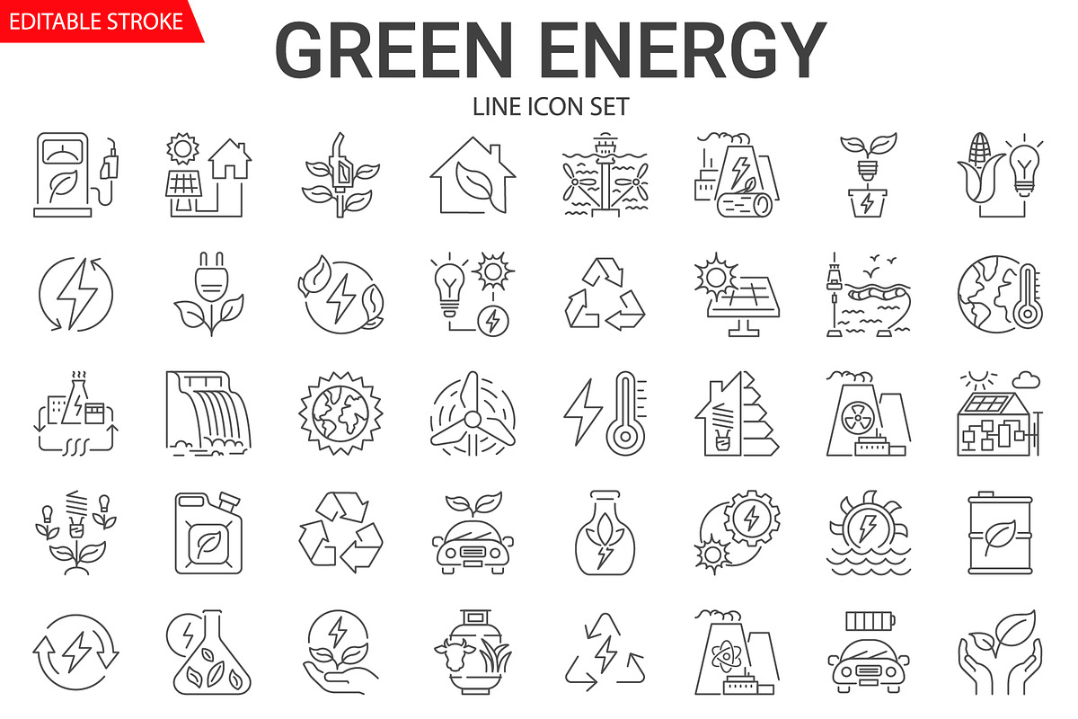Green energy icons set, an Icon by Oleksii
