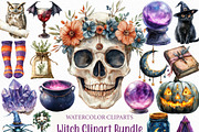 Watercolor Witch Clipart Bundle, an Illustration by Craft Nest (Thumbnail 1 of 6)
