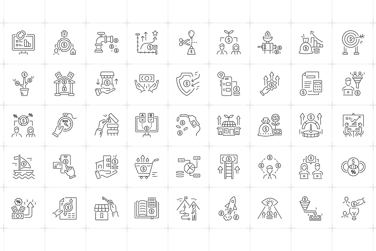 ROI and Revenue Icon Pack, an Outline Icon by Prosymbols (Photo 4 of 5)