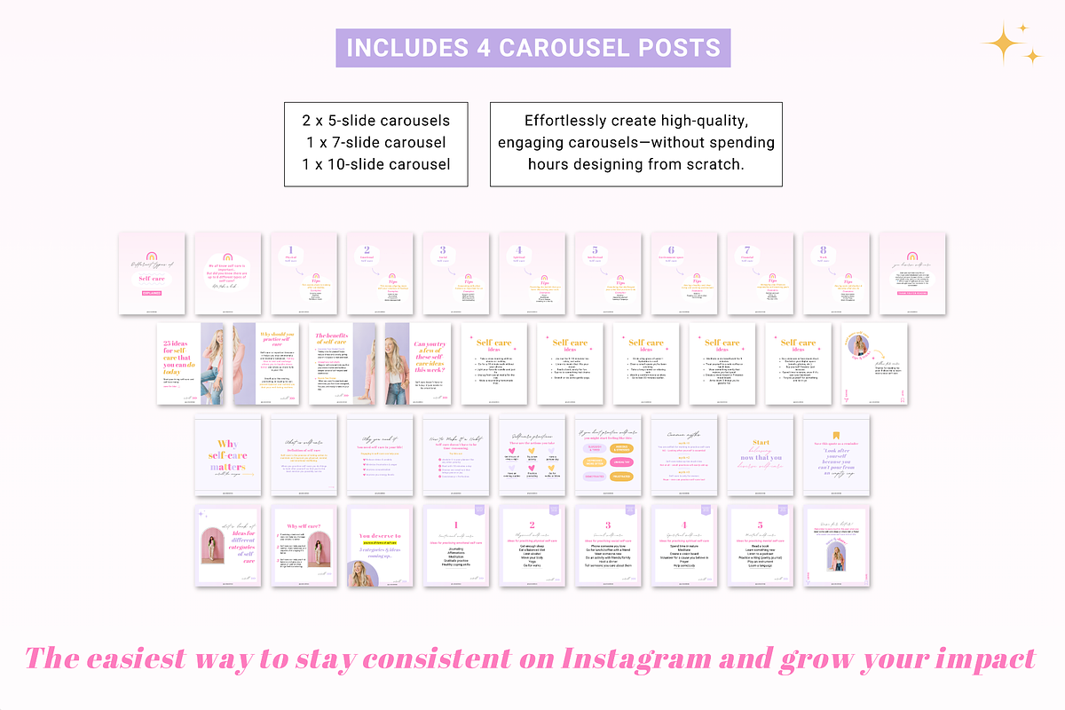 Self-care Instagram Canva templates, a Templates & Theme by Cate Creates (Photo 3 of 7)