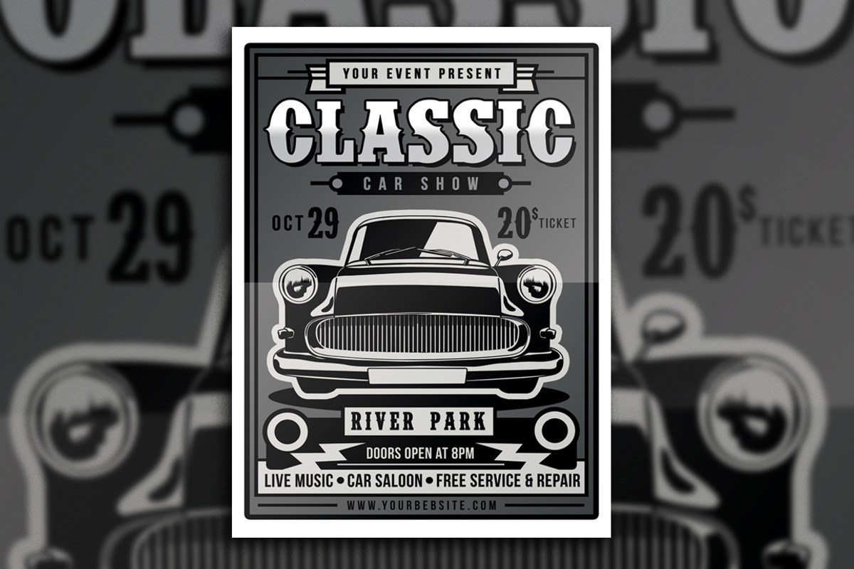 Classic Car Show Flyer, a Flyer Template by Muhamad Iqbal hidayat (Photo 2 of 4)