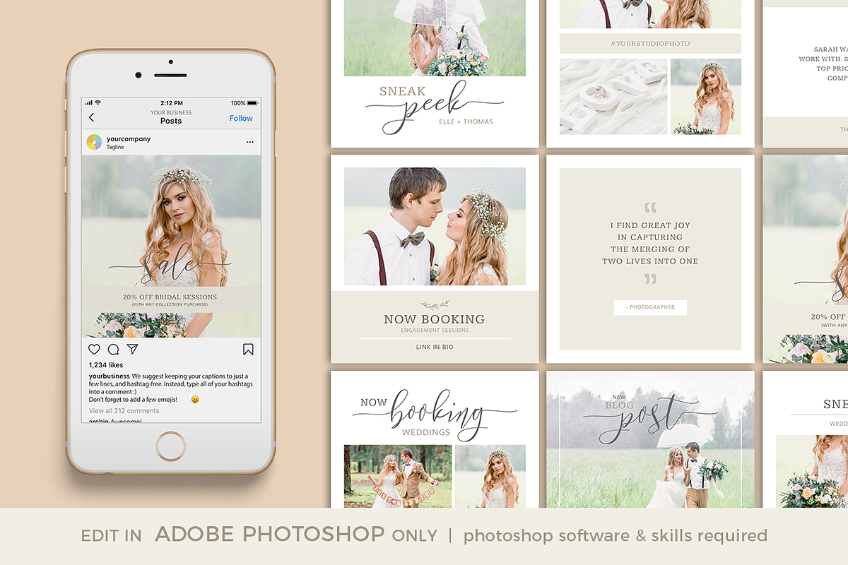 Wedding Instagram Templates, a Social Media Template by Digiluxe (Photo 1 of 3)