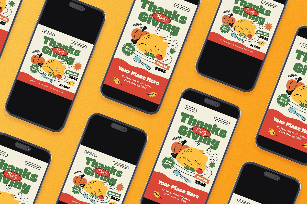 Yellow Thanksgiving Party Flyer Set, a Flyer Template by Aiyari Graphic (Photo 2 of 3)
