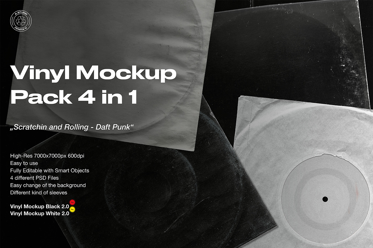 Vinyl Mockup Pack 4 in 1, a Packaging Mockup by A-Studio (Photo 1 of 13)