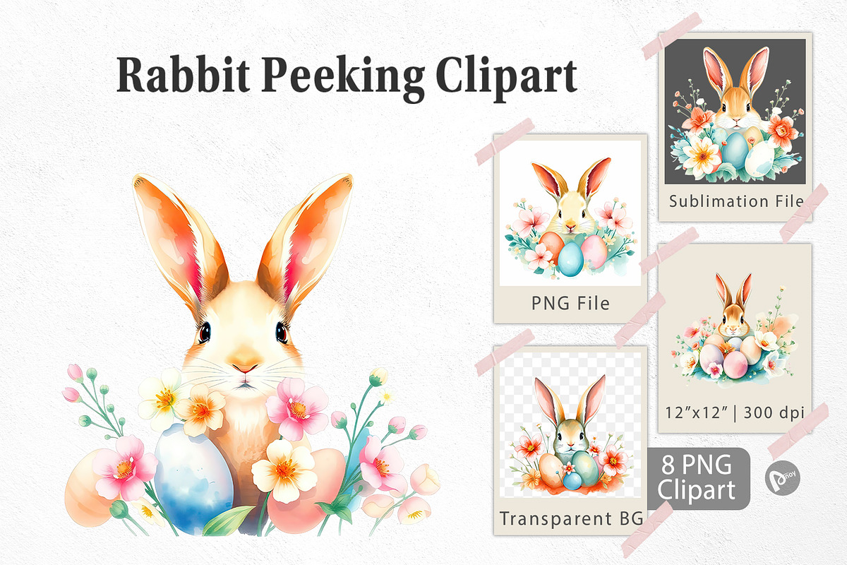 Rabbit Peeking Clipart, a Graphic by Artnoy (Photo 1 of 5)