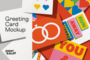 Greeting Card Pile Mockup (A2 Size), a Print Template by paper&stuff (Thumbnail 1 of 5)