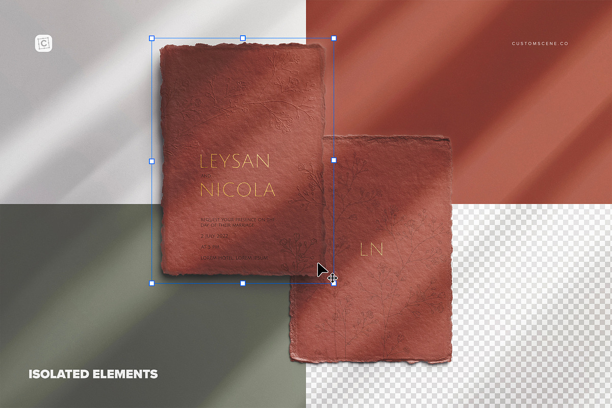Handmade Paper Deckle Edge Card Set, a Mockup by Custom Scene (Photo 4 of 9)