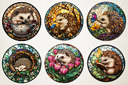 Spring Hedgehog Stained Glass Bundle, an Illustration by RobertsArt (Thumbnail 5 of 5)