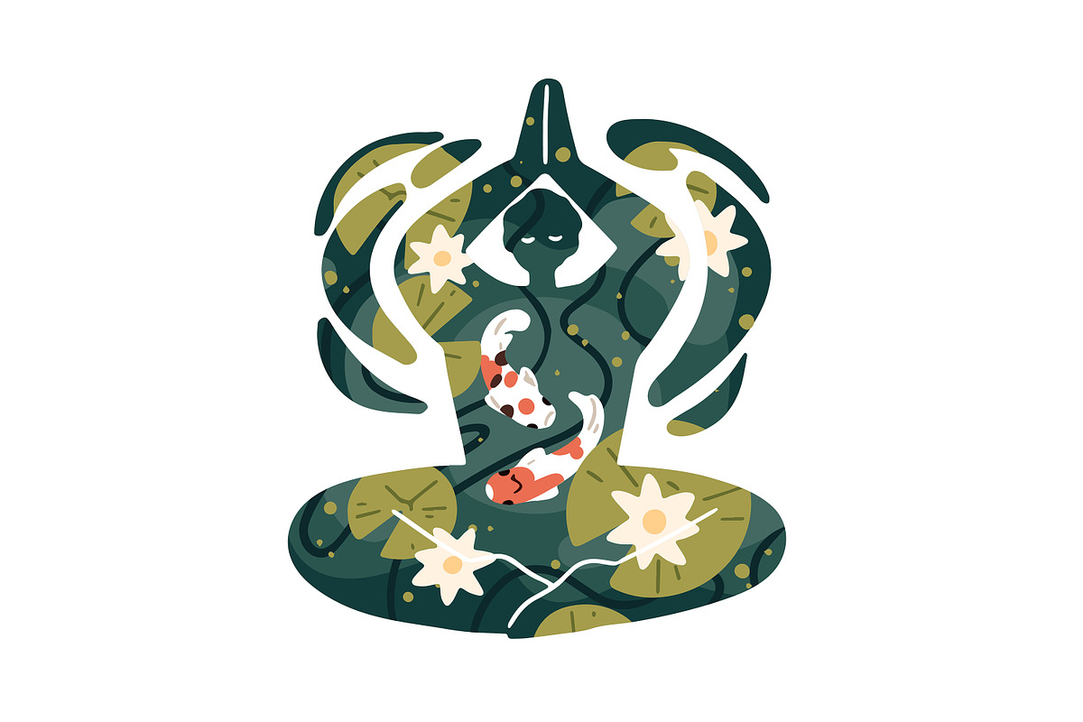 Meditation in nature, yoga set, a Person Illustration by PaperTrident (Photo 3 of 7)