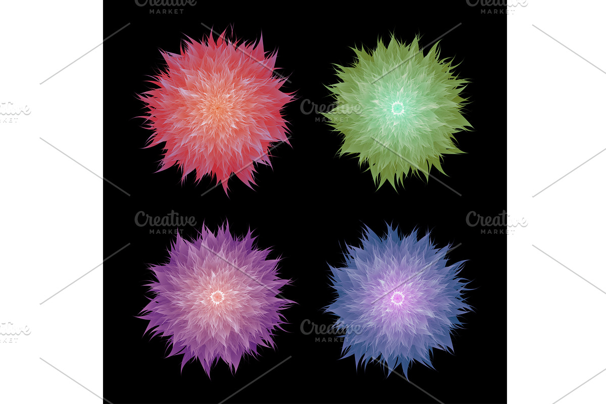 Colorful abstract floral bursts on, an Illustration by piter.goskov