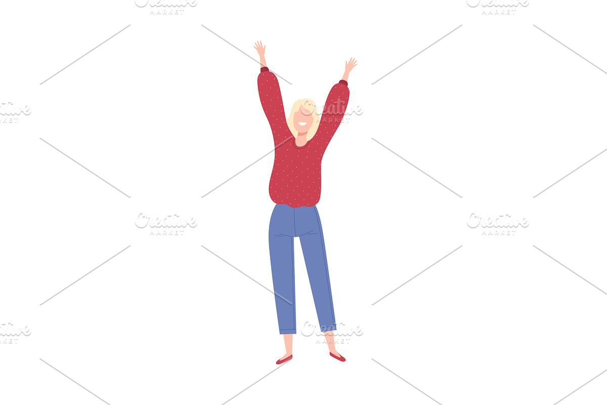 Blonde Girl with Raising Hands, a Person Illustration by TopVectors