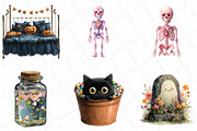 Watercolor Kawaii Halloween Clipart, an Illustration by DreamPrint404 (Thumbnail 2 of 5)