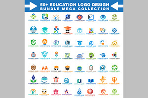 Mega Bundle of 50+ Education Logos, a Branding & Logo Template by ArmanHossen75