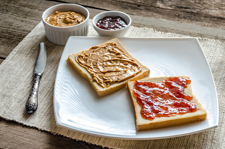 Sandwiches with peanut butter featuring american, background, and berry, a Food & Drink Photo by Alexander Prokopenko