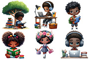 Black Kids Back to School Clipart, a Seasonal Illustration by Designworld (Thumbnail 4 of 6)