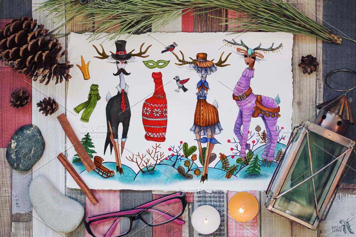 Fashion Christmas Deers Creator, an Object Graphic by Fluffy Unicorn (Photo 6 of 7)