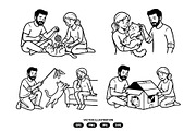 Men and women playing with their cat, a Person Illustration by Vectorlina (Thumbnail 2 of 3)