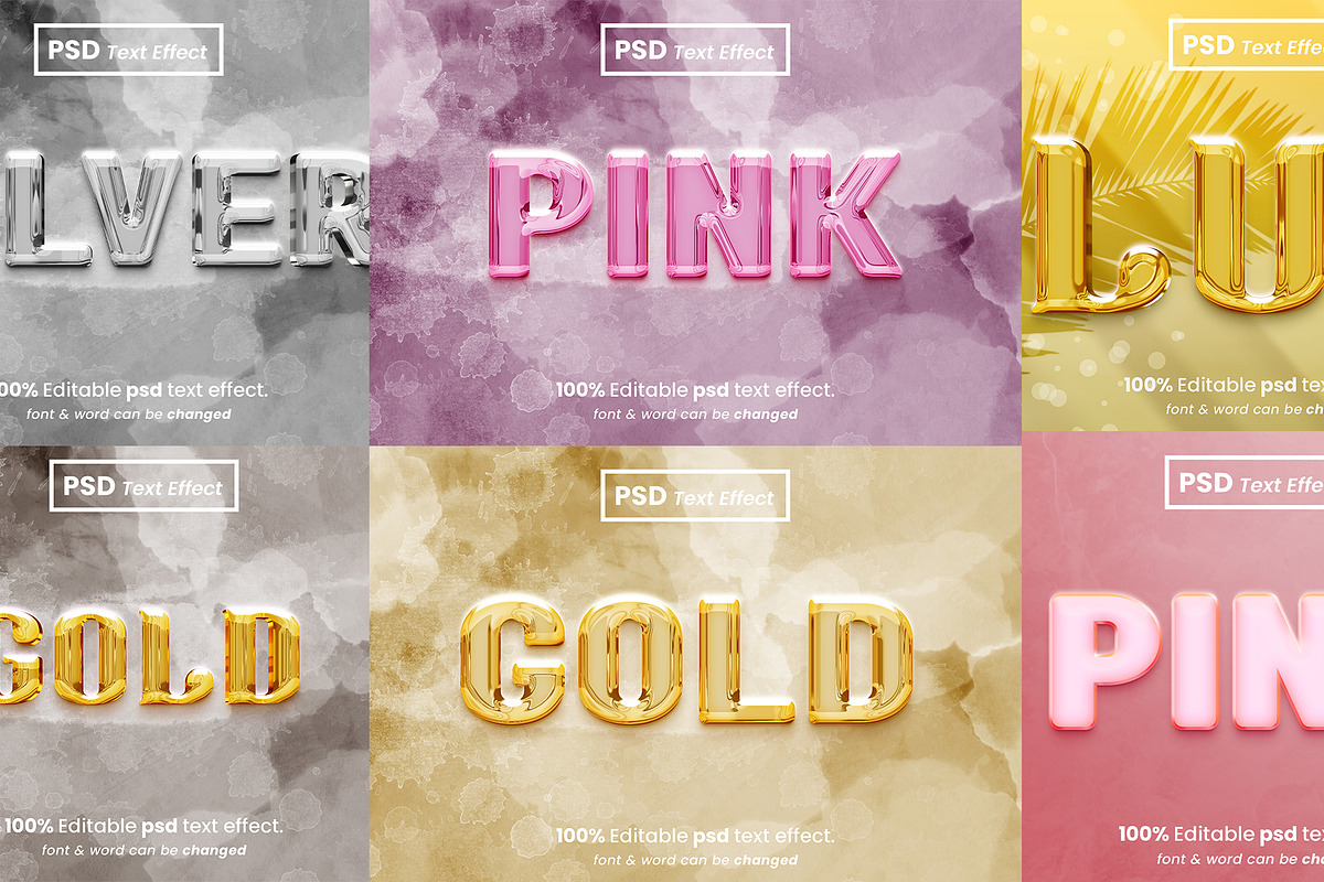 Chrome 3D Text Effects Bundle, a Brushes & More by Zamans (Photo 1 of 10)