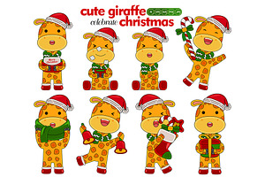 cute giraffe celebrate christmas, an Animal Illustration by MEDZ