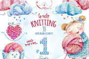 Lovely Knitting Clipart #1, an Object Graphic by Scarlet Island (Thumbnail 1 of 4)
