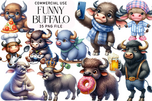 Funny Buffalo Clipart, an Illustration by Daily.Designs