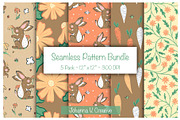 Spring Bunny Seamless Pattern Design, an Illustration by Johanna V. Creative (Thumbnail 1 of 7)