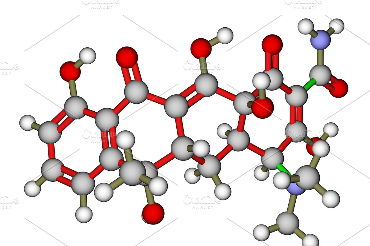 Antibiotic tetracycline molecular st, a Healthcare Illustration by Leonid Andronov
