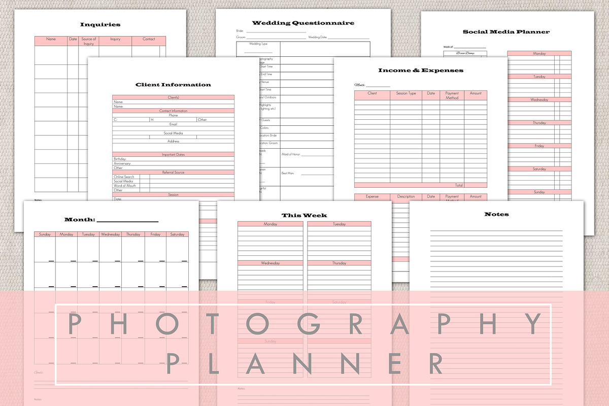 Photography Planner, a Stationery Template by thepinklens