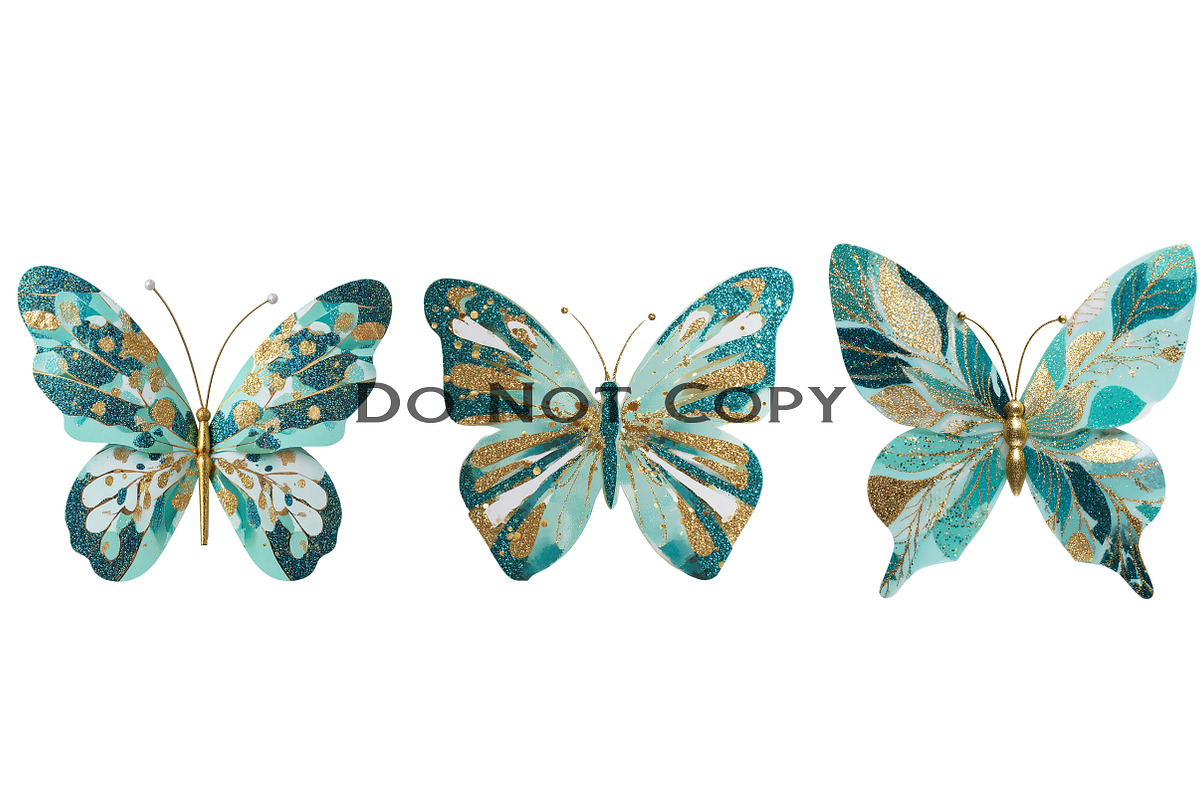 Gold Glitter Butterflies Clipart, an Illustration by Craft Nest (Photo 6 of 7)