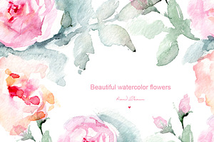 Big watercolor floral collection