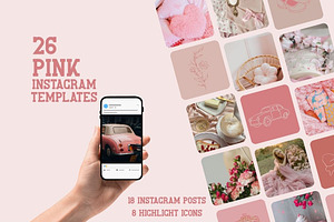 26 Pink Instagram Templates, a Templates & Theme by nyny1309
