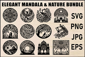 Black Mandala & Nature SVG Bundle, an Object Graphic by Designer_Momina