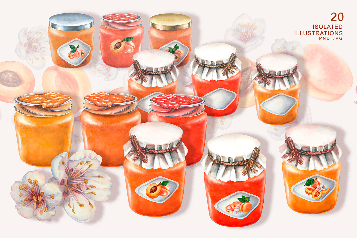 Apricot Jam & Juice, watercolor, a Food Illustration by EL_SUHOVA (Photo 5 of 14)