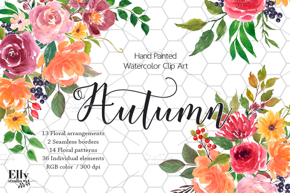 Autumn - Watercolor Flower Clip Art, an Illustration by Elly Studio (Photo 1 of 6)