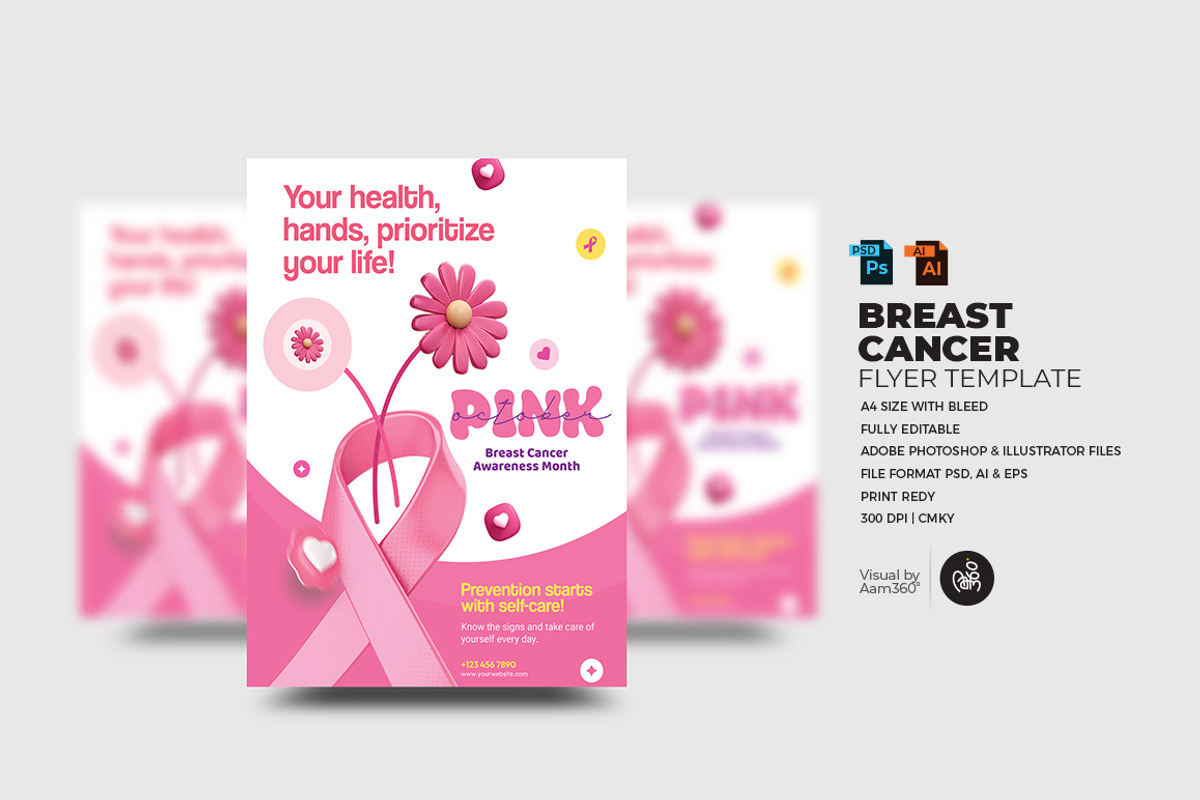 Breast Cancer Awareness Flyer, a Flyer Template by Aam360 (Photo 1 of 3)